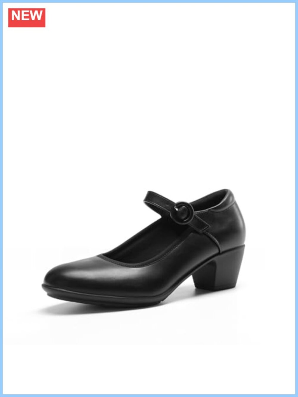 Women's Mary Jane Low Chunky Heel Dress Pumps Faux Leather